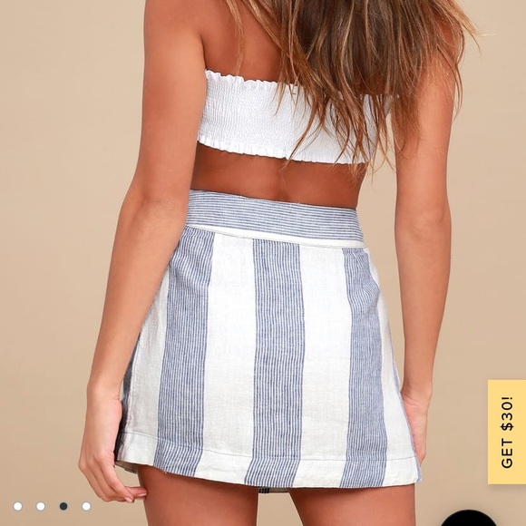 Free People Uptown Days Blue & White Wrap Skirt - Picture 5 of 6